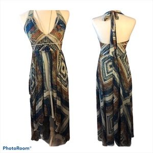 BOGO🖤 S-TWELVE MULTI MAXI HIGH LOW HALTER DRESS